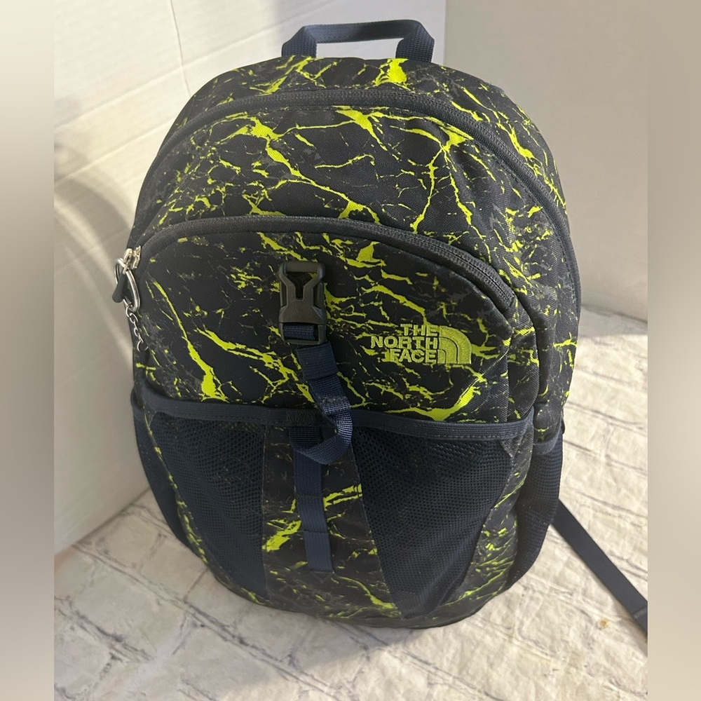 THE NORTH FACE YOUTH RECON SQUASH BACKPACK COSMIC BLUE GRANITE/LIME GREEN COLOR